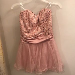 Pink sequin mini dress